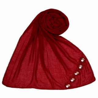 Designer cotton one sided hijab - Maroon